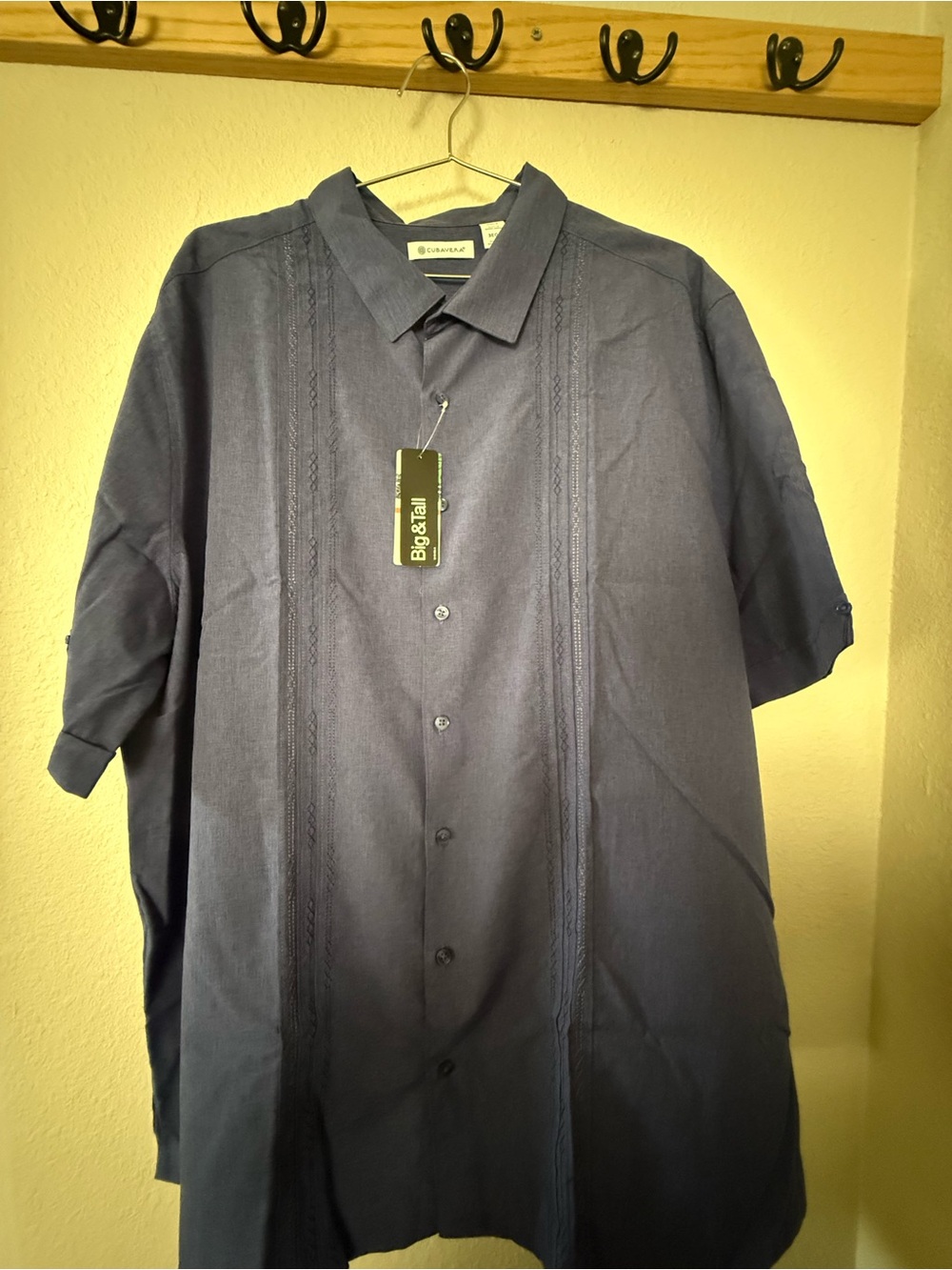 Cubavera Navy Blue Short-Sleeve Button-Down Shirt 3XL New